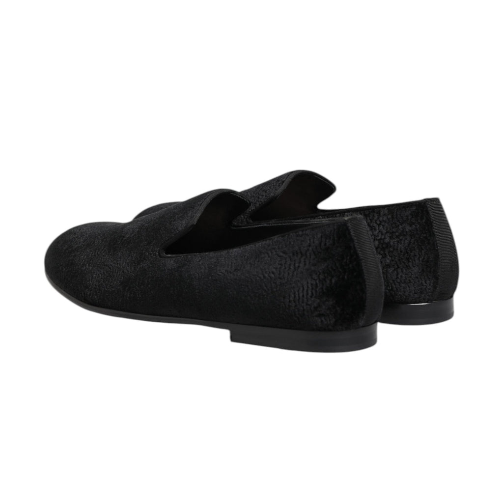 Dolce & Gabbana Black Jacquard Loafers Formal Men Dress Shoes