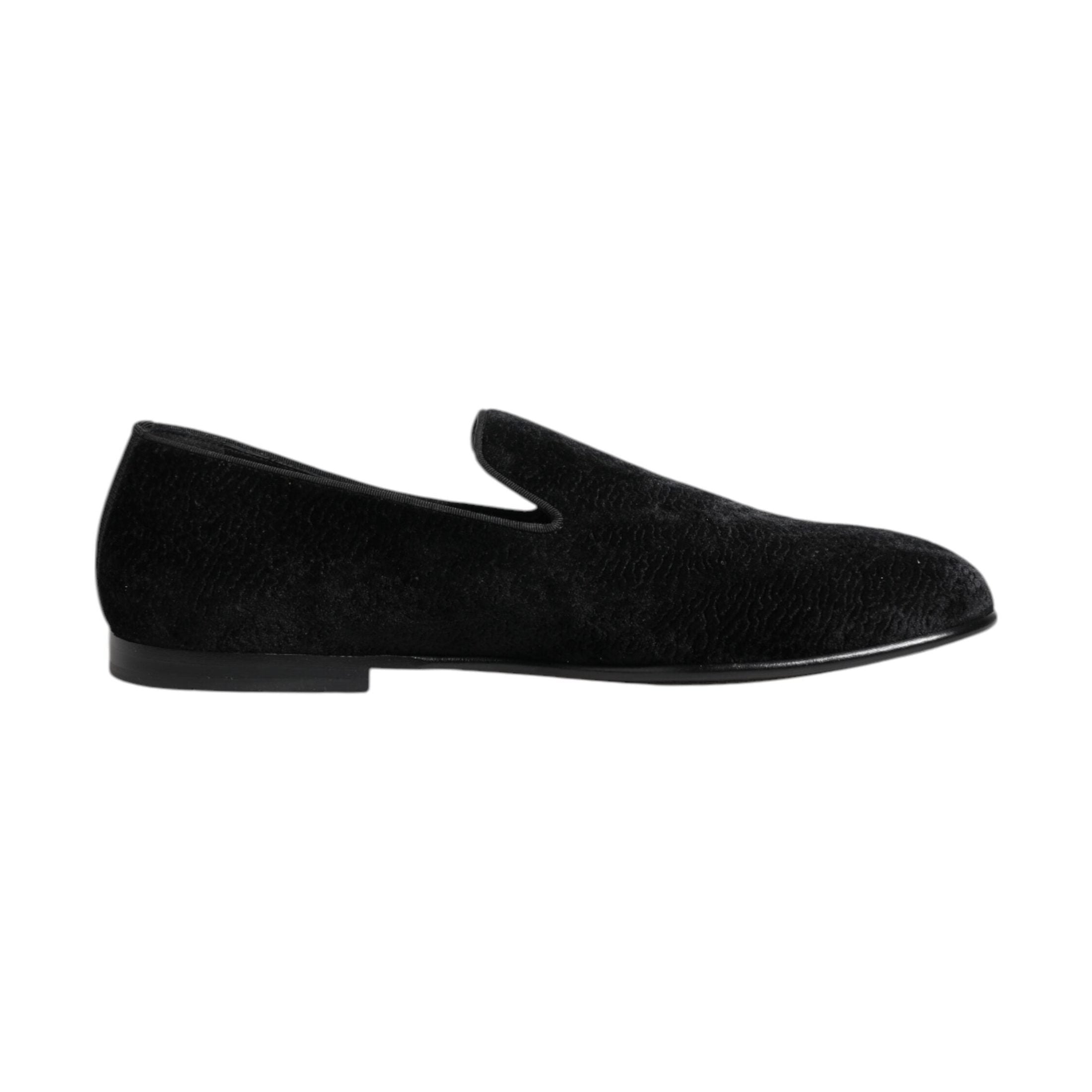 Dolce & Gabbana Black Jacquard Loafers Formal Men Dress Shoes