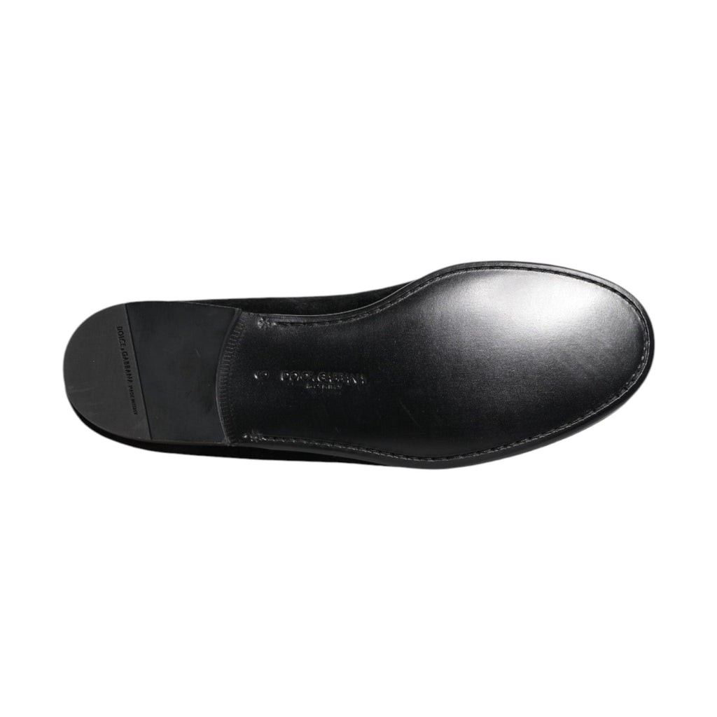 Dolce & Gabbana Black Jacquard Loafers Formal Men Dress Shoes
