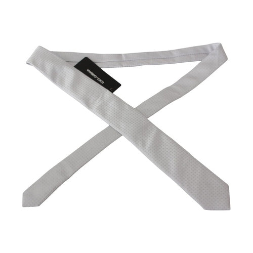 Dolce & Gabbana White Patterned Classic Mens Slim Necktie Tie
