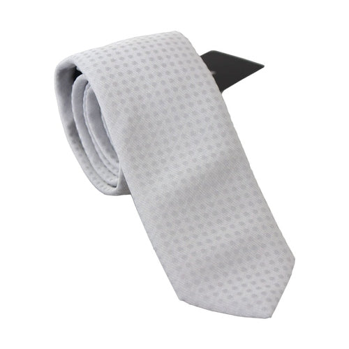 Dolce & Gabbana White Patterned Classic Mens Slim Necktie Tie
