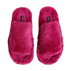 Dolce & Gabbana Pink Acrylic Faux Fur Mens Flats Sandals Shoes