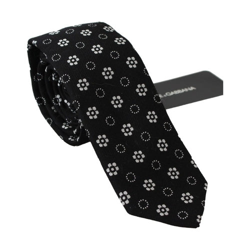 Dolce & Gabbana Black 100% Silk Floral Print Print Classic Tie