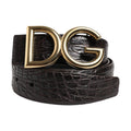 Black Exotic Leather DG Logo Buckle Belt