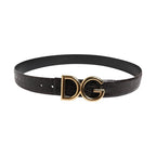 Dolce & Gabbana Black Exotic Leather DG Logo Buckle Belt