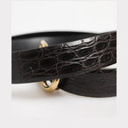 Dolce & Gabbana Black Exotic Leather DG Logo Buckle Belt