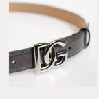 Dolce & Gabbana Metallic Leather Silver Tone Logo Buckle Belt