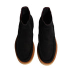 Dolce & Gabbana Black Calf Suede Slip On Ankle Boots Shoes