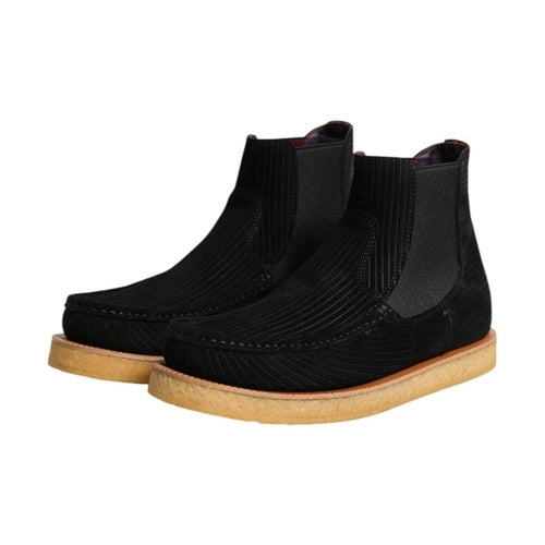 Dolce & Gabbana Black Calf Suede Slip On Ankle Boots Shoes