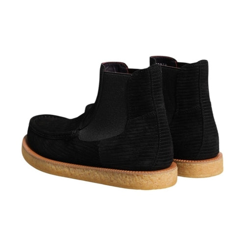 Dolce & Gabbana Black Calf Suede Slip On Ankle Boots Shoes
