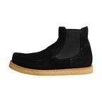 Dolce & Gabbana Black Calf Suede Slip On Ankle Boots Shoes