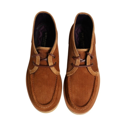 Dolce & Gabbana Brown Suede Nubuck Leather Desert Ankle Boots Shoes
