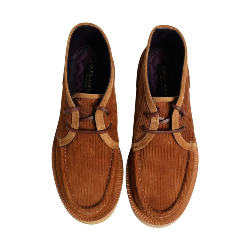 Dolce & Gabbana Brown Suede Nubuck Leather Desert Ankle Boots Shoes