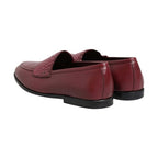 Dolce & Gabbana Burgundy Leather Formal Slip On Shoes