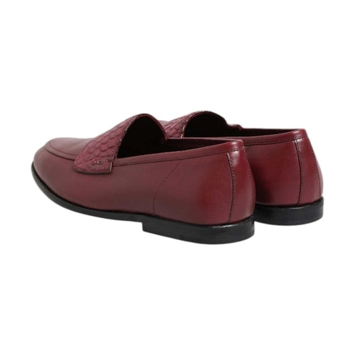 Dolce & Gabbana Burgundy Leather Formal Slip On Shoes