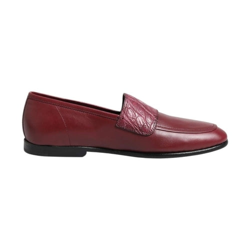 Dolce & Gabbana Burgundy Leather Formal Slip On Shoes