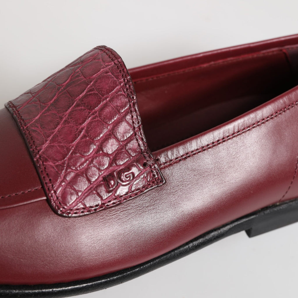 Burgundy Leather Formal Slip On Shoes