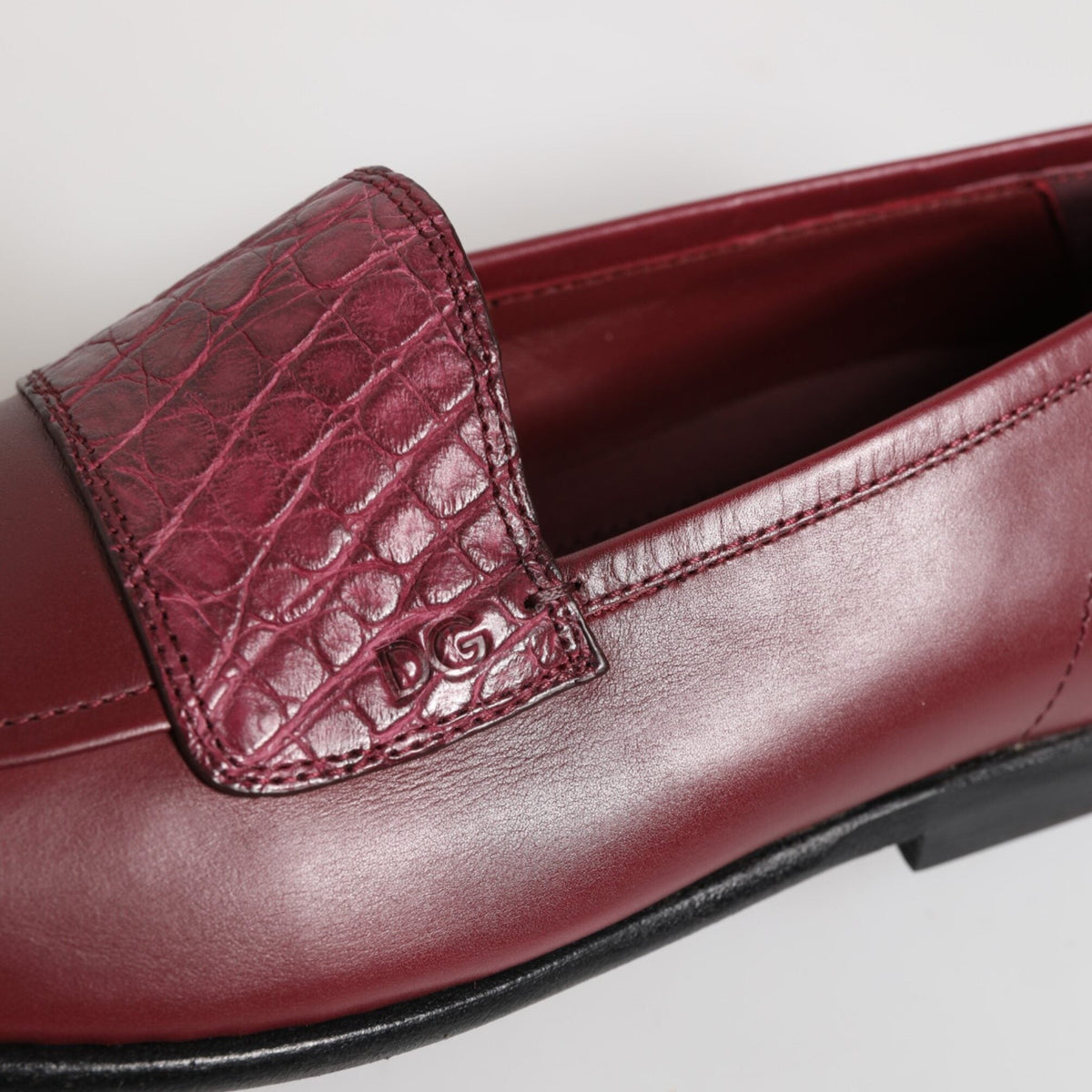 Burgundy Leather Formal Slip On Shoes