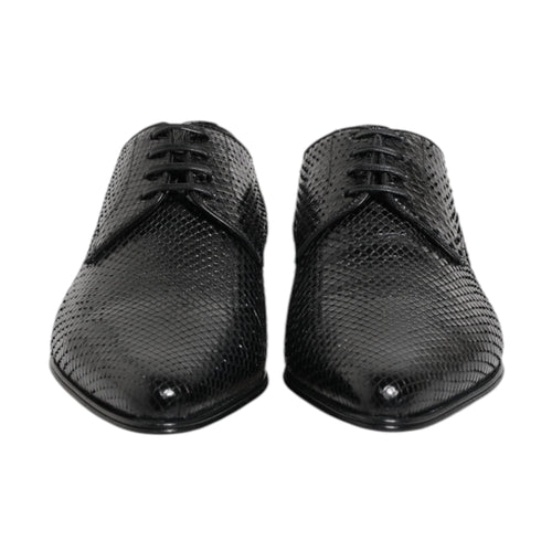 Black Exotic Leather Lace Up Derby Shoes