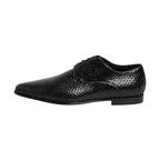 Dolce & Gabbana Black Exotic Leather Lace Up Derby Shoes