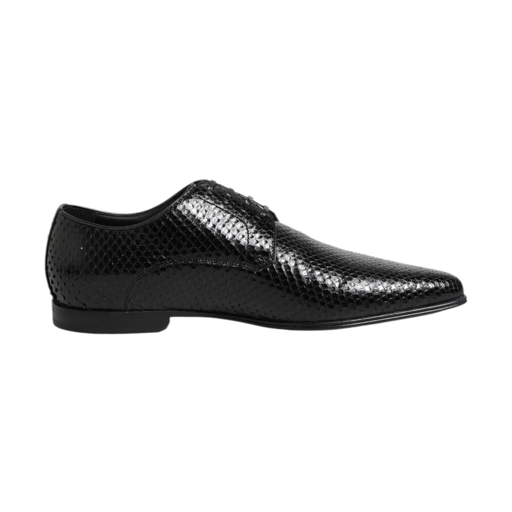 Black Exotic Leather Lace Up Derby Shoes