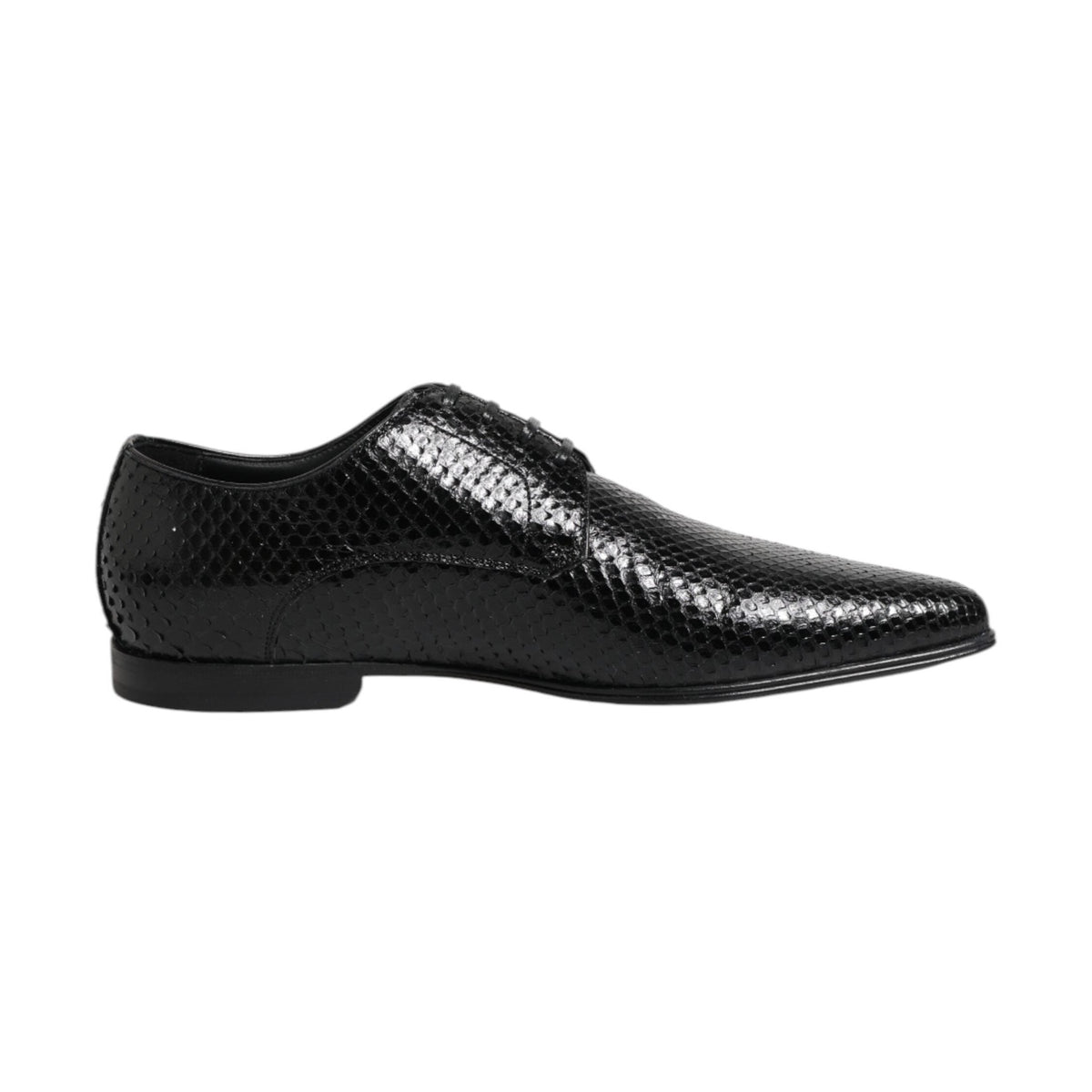 Black Exotic Leather Lace Up Derby Shoes