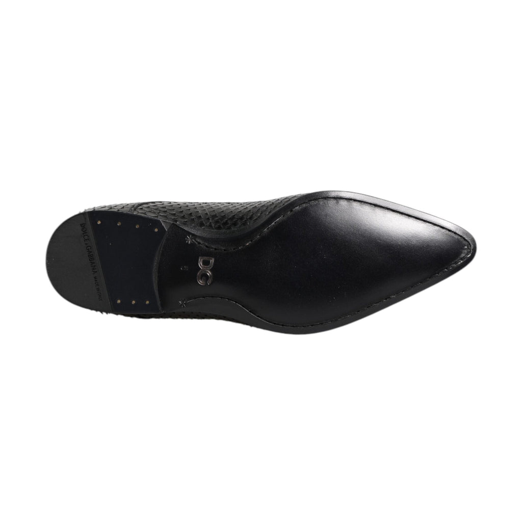 Black Exotic Leather Lace Up Derby Shoes