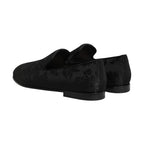 Dolce & Gabbana Black Floral Brocade Loafers Men Dress Shoes