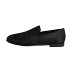 Dolce & Gabbana Black Floral Brocade Loafers Men Dress Shoes