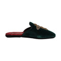 Dolce & Gabbana Green Velvet Cross Embellished Slippers Shoes