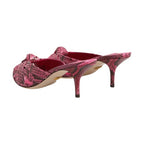 Dolce & Gabbana Pink Leather Heels Slides Sandals Shoes