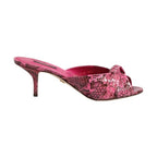 Dolce & Gabbana Pink Leather Heels Slides Sandals Shoes
