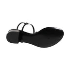 Dolce & Gabbana Black Leather Crystal Ankle Strap Sandals Shoes