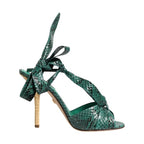 Dolce & Gabbana Green Python Leather Heels Sandals Shoes