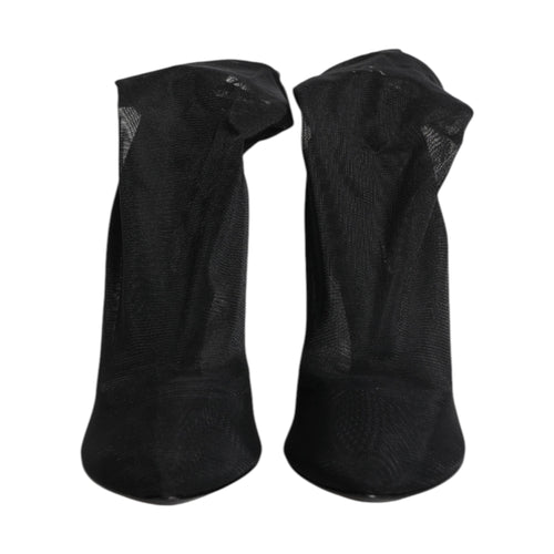 Dolce & Gabbana Black Silk Stretch Mesh Sock Boots Shoes