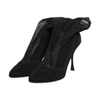 Dolce & Gabbana Black Silk Stretch Mesh Sock Boots Shoes
