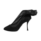 Dolce & Gabbana Black Silk Stretch Mesh Sock Boots Shoes