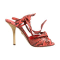Coral Python Leather Heels Sandals Shoes