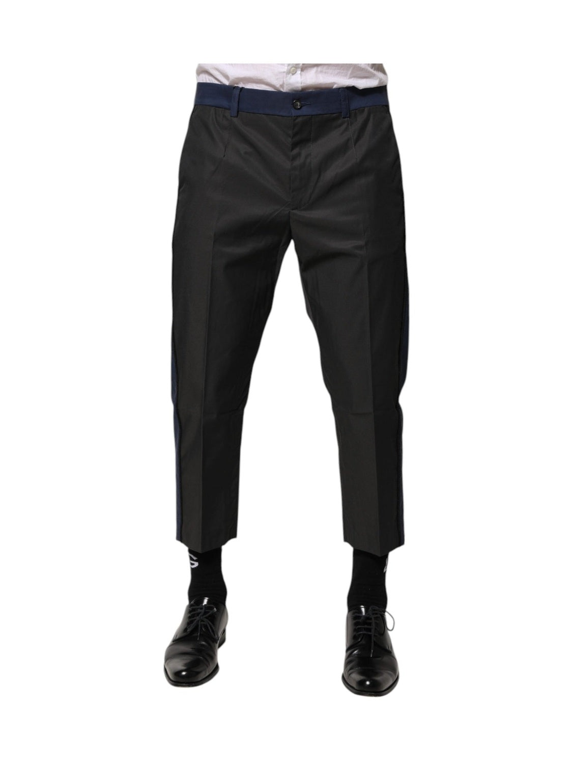 Dolce & Gabbana Gray Blue Cotton 3/4 Chinos Crop Trouser Pants