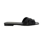 Saint Laurent Black Calf Leather Bos Taurus Strap-On Sandals