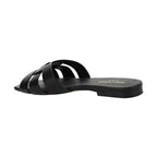 Saint Laurent Black Calf Leather Bos Taurus Strap-On Sandals