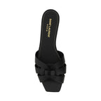 Saint Laurent Black Calf Leather Bos Taurus Strap-On Sandals