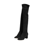 Dolce & Gabbana Black Suede Leather Knee High Boots Shoes