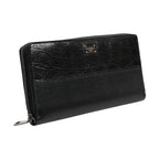 Dolce & Gabbana Black Leather Logo Plaque Zip Around Continental Wallet