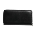 Dolce & Gabbana Black Leather Logo Plaque Zip Around Continental Wallet