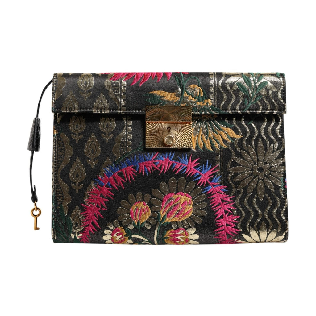 Dolce & Gabbana Multicolor Jacquard Floral Document Briefcase Bag