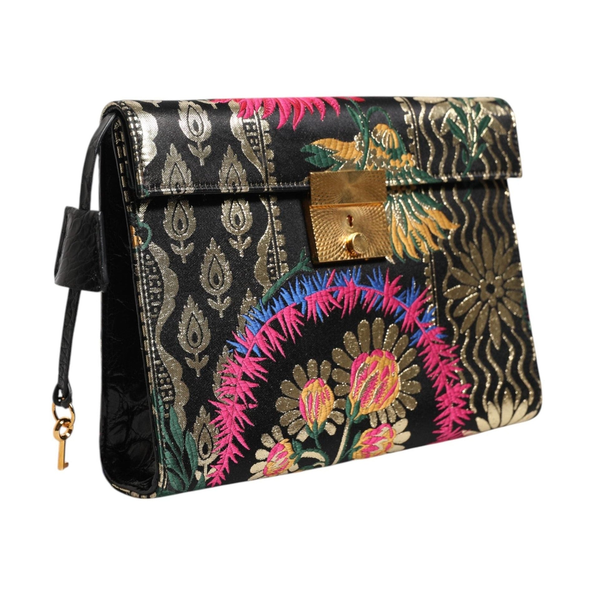 Dolce & Gabbana Multicolor Jacquard Floral Document Briefcase Bag