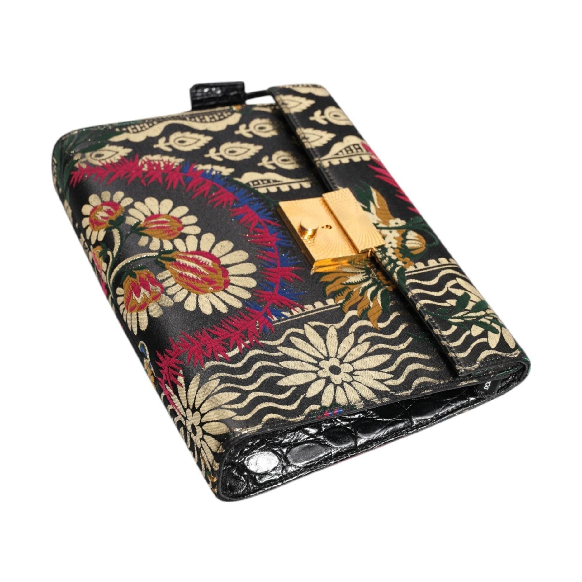 Dolce & Gabbana Multicolor Jacquard Floral Document Briefcase Bag