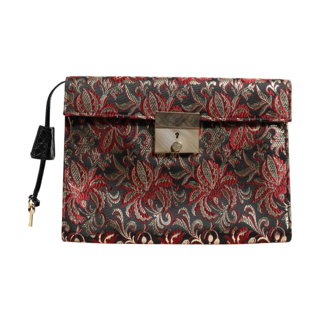 Dolce & Gabbana Multicolor Jacquard Floral Document Briefcase Bag