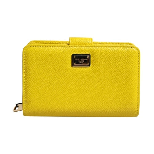 Dolce & Gabbana Yellow Leather Bifold Continental Clutch Wallet